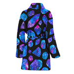 Blue Crystal Cosmic Galaxy Space Print Women's Bathrobe