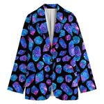 Blue Crystal Cosmic Galaxy Space Print Women's Blazer