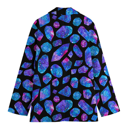 Blue Crystal Cosmic Galaxy Space Print Women's Blazer