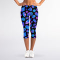 Blue Crystal Cosmic Galaxy Space Print Women's Capri Leggings