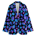 Blue Crystal Cosmic Galaxy Space Print Women's Cotton Blazer