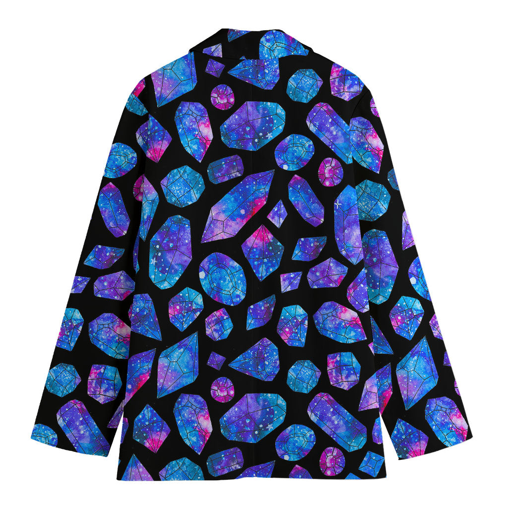 Blue Crystal Cosmic Galaxy Space Print Women's Cotton Blazer