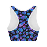 Blue Crystal Cosmic Galaxy Space Print Women's Sports Bra