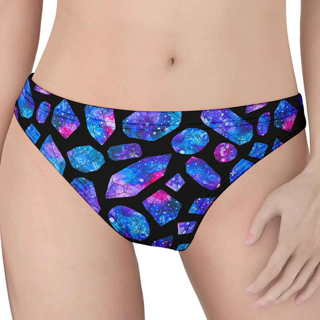 Blue Crystal Cosmic Galaxy Space Print Women's Thong