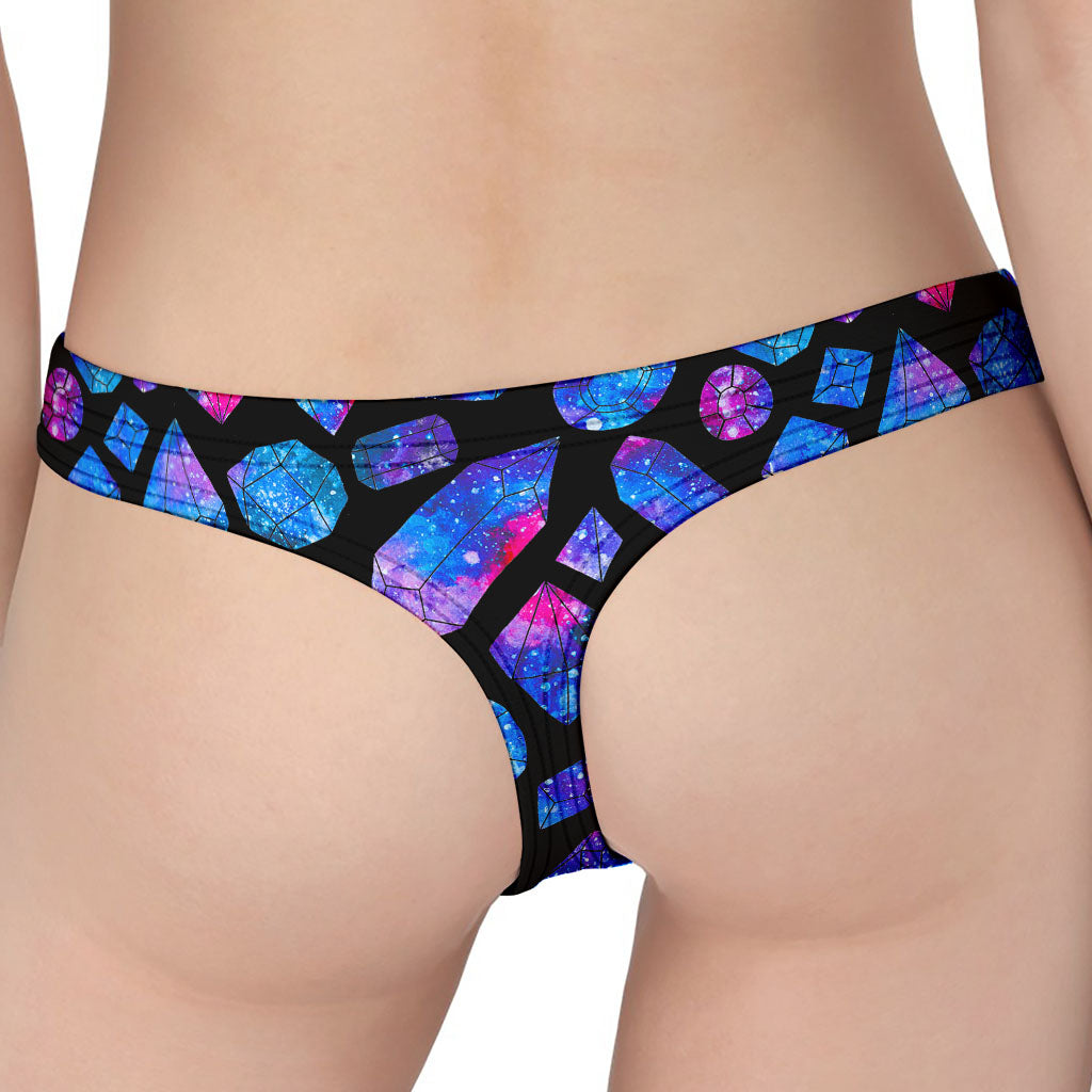 Blue Crystal Cosmic Galaxy Space Print Women's Thong