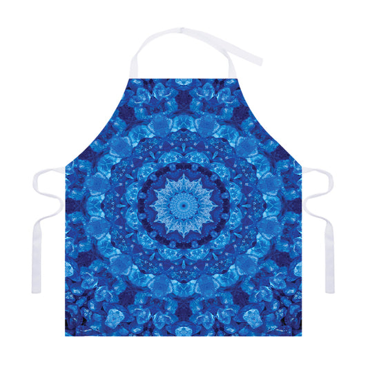Blue Crystal Kaleidoscope Print Adjustable Apron