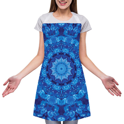 Blue Crystal Kaleidoscope Print Adjustable Apron