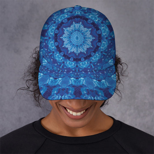Blue Crystal Kaleidoscope Print Baseball Cap