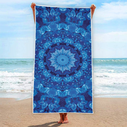 Blue Crystal Kaleidoscope Print Beach Towel