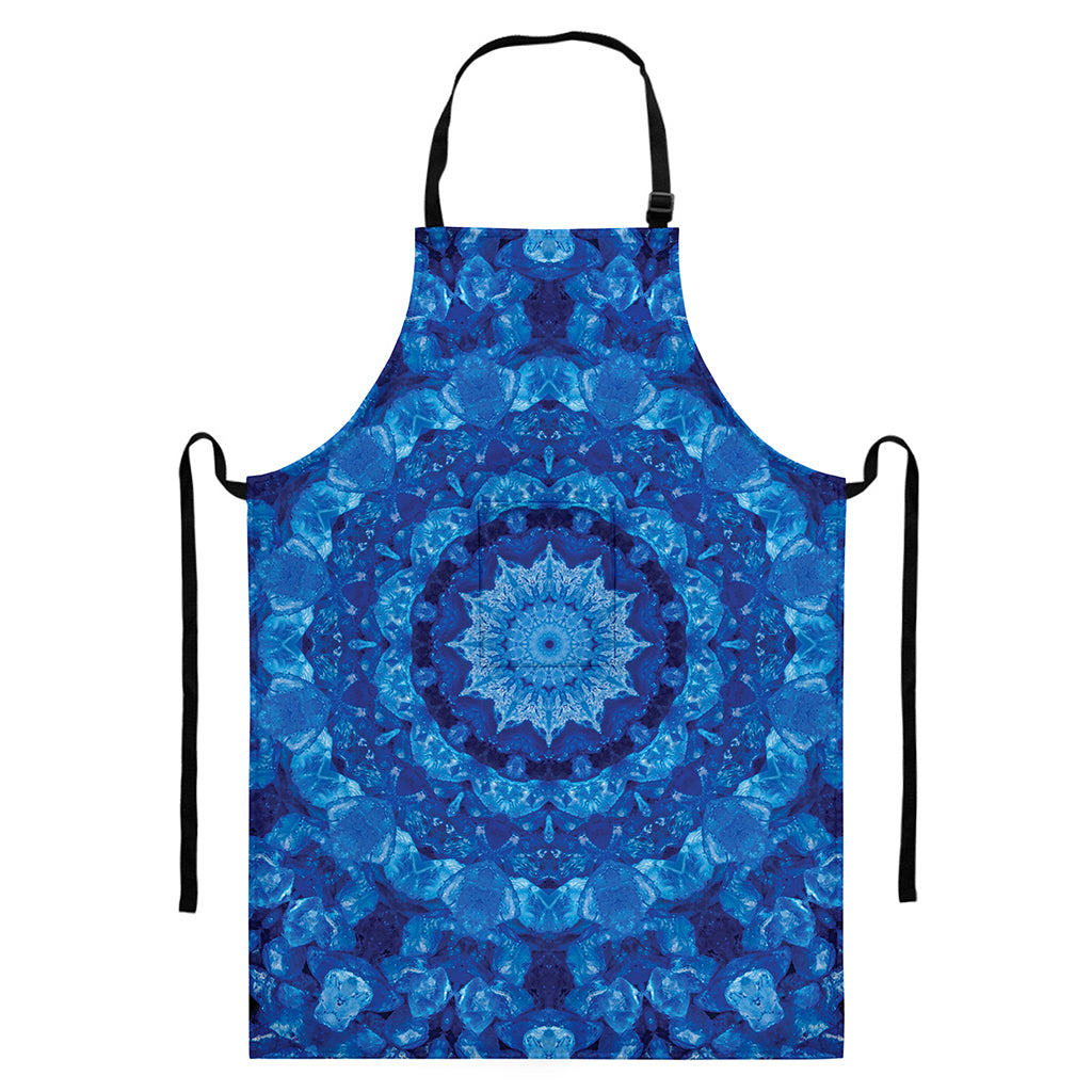 Blue Crystal Kaleidoscope Print Bib Apron With Pocket