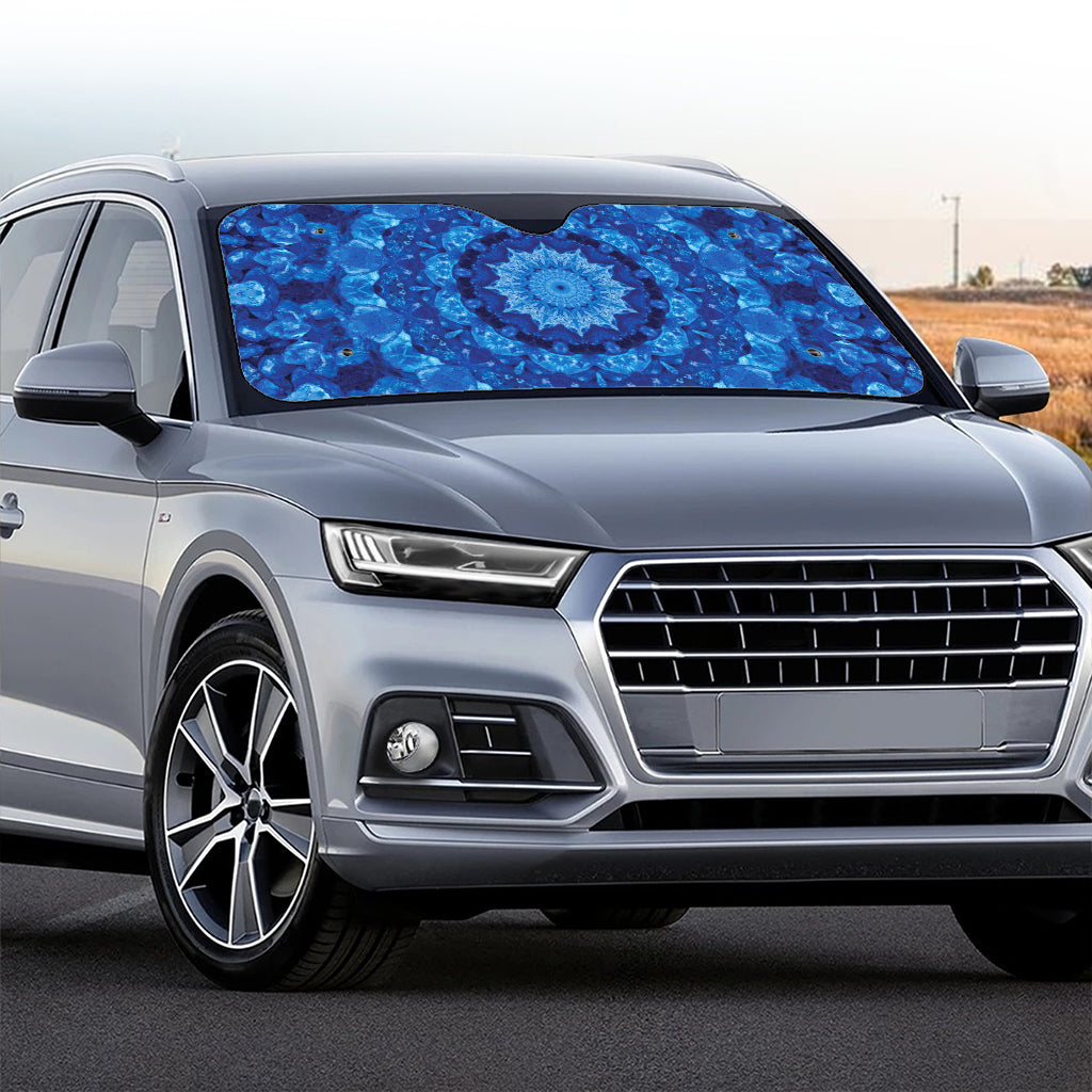Blue Crystal Kaleidoscope Print Car Windshield Sun Shade
