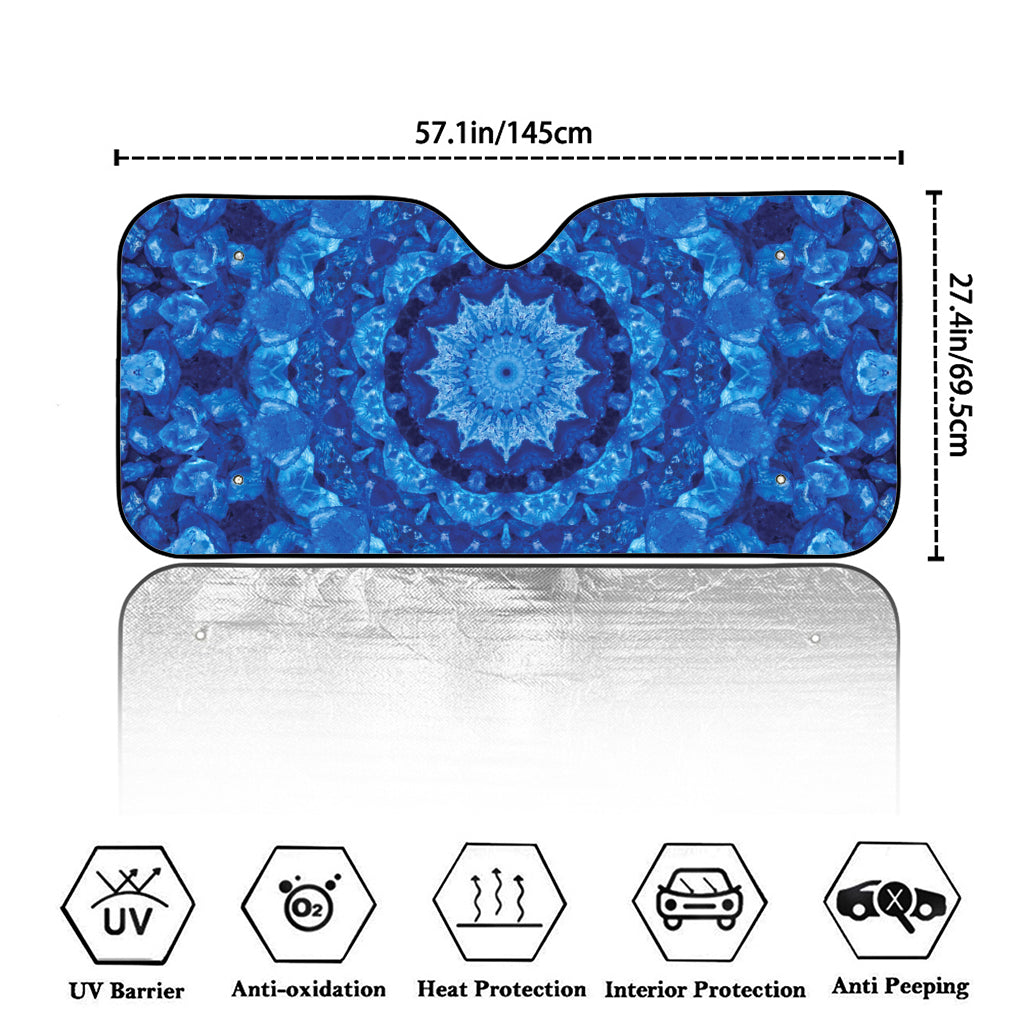Blue Crystal Kaleidoscope Print Car Windshield Sun Shade