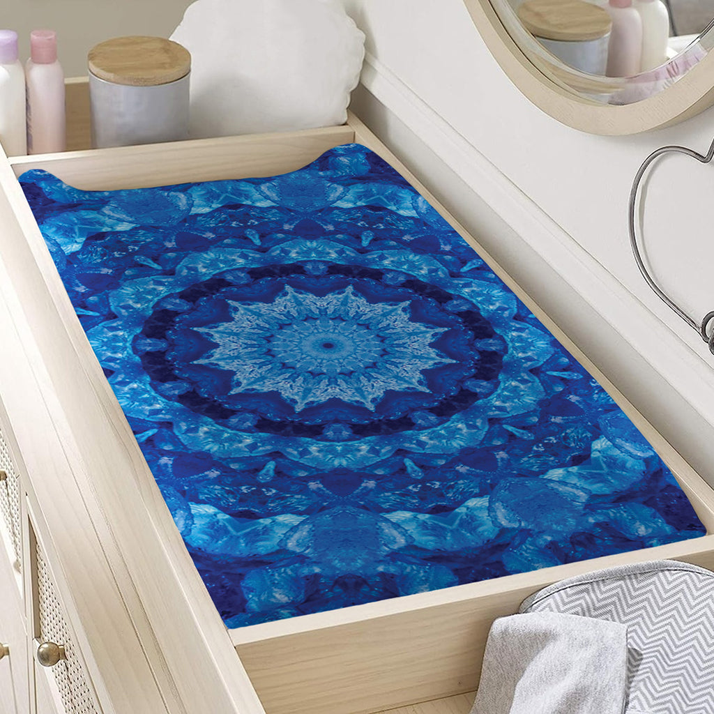 Blue Crystal Kaleidoscope Print Changing Pad Cover