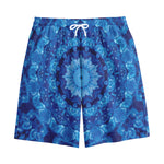 Blue Crystal Kaleidoscope Print Cotton Shorts