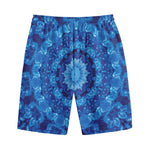 Blue Crystal Kaleidoscope Print Cotton Shorts