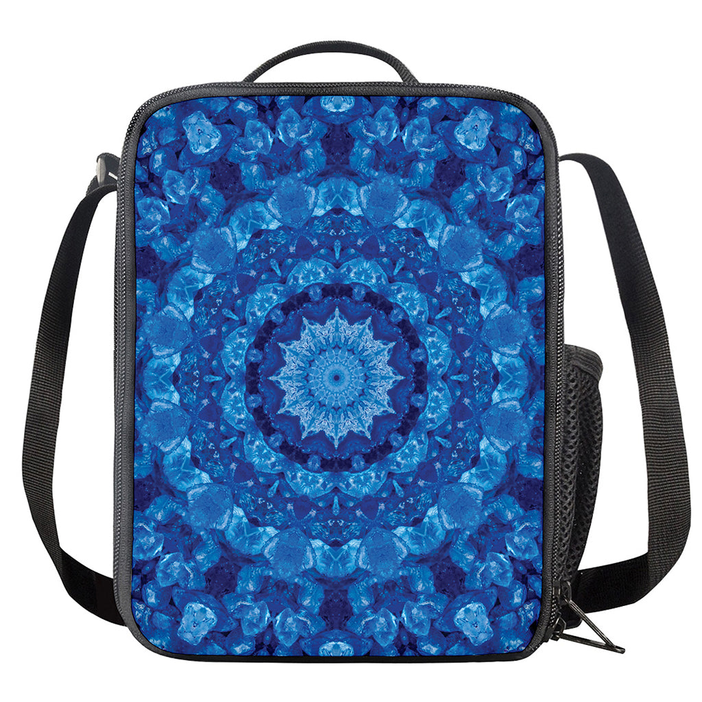 Blue Crystal Kaleidoscope Print Crossbody Lunch Bag