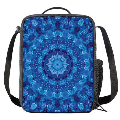 Blue Crystal Kaleidoscope Print Crossbody Lunch Bag