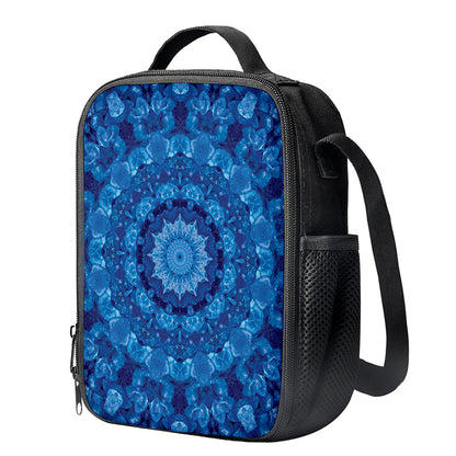 Blue Crystal Kaleidoscope Print Crossbody Lunch Bag