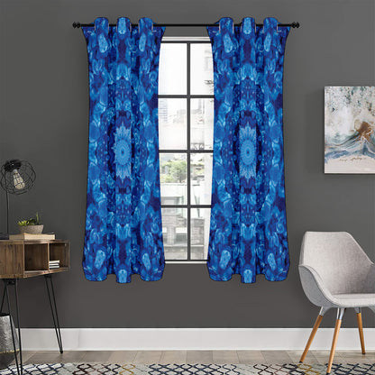 Blue Crystal Kaleidoscope Print Curtain