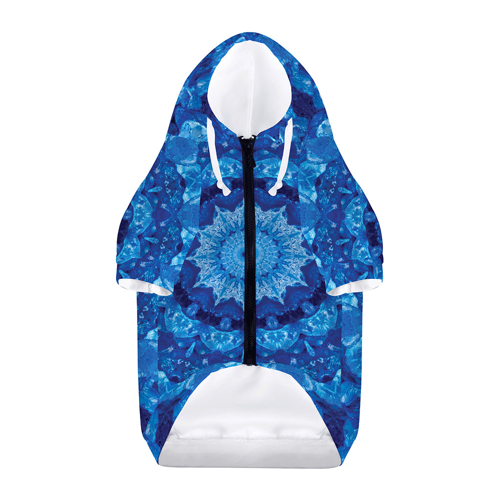 Blue Crystal Kaleidoscope Print Dog Zip Up Hoodie