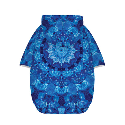 Blue Crystal Kaleidoscope Print Dog Zip Up Hoodie