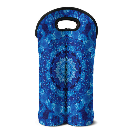 Blue Crystal Kaleidoscope Print Double Neoprene Wine Tote