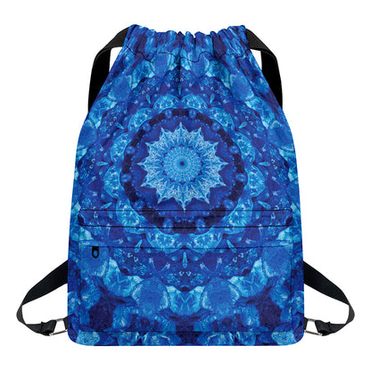 Blue Crystal Kaleidoscope Print Drawstring Backpack