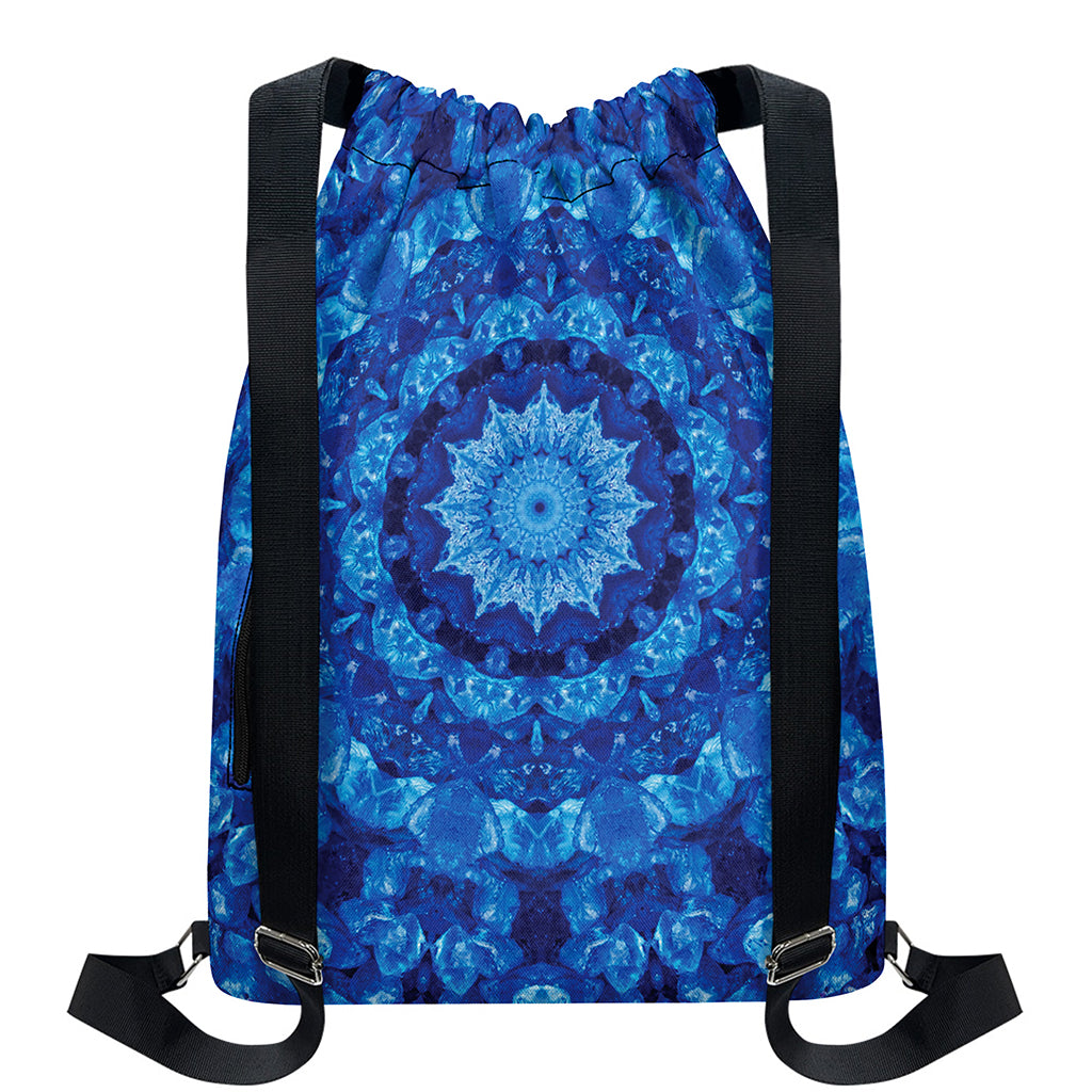 Blue Crystal Kaleidoscope Print Drawstring Backpack