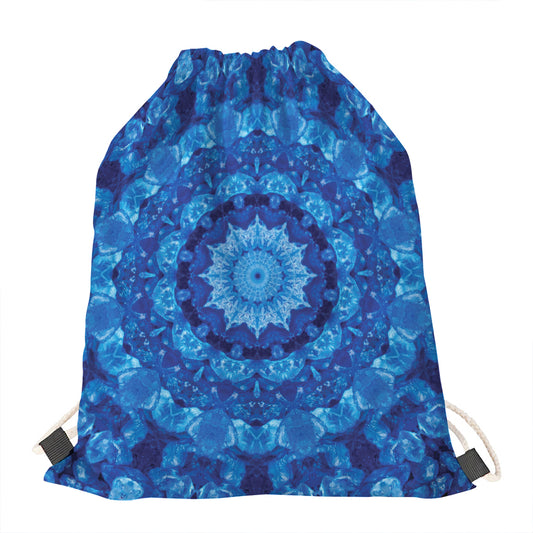 Blue Crystal Kaleidoscope Print Drawstring Bag