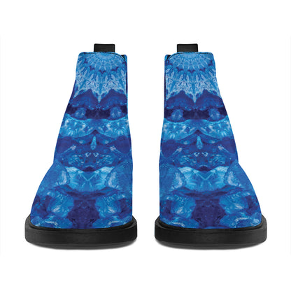 Blue Crystal Kaleidoscope Print Flat Ankle Boots