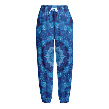 Blue Crystal Kaleidoscope Print Fleece Lined Knit Pants