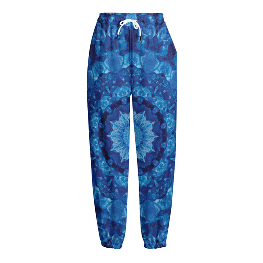Blue Crystal Kaleidoscope Print Fleece Lined Knit Pants