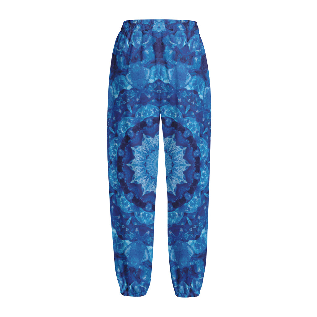 Blue Crystal Kaleidoscope Print Fleece Lined Knit Pants