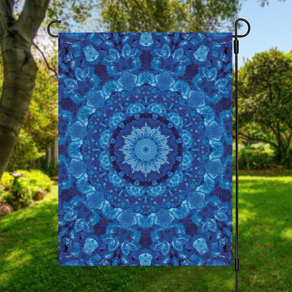 Blue Crystal Kaleidoscope Print Garden Flag
