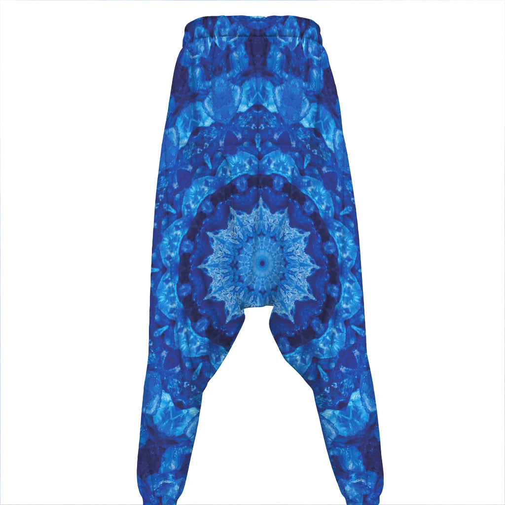 Blue Crystal Kaleidoscope Print Hammer Pants