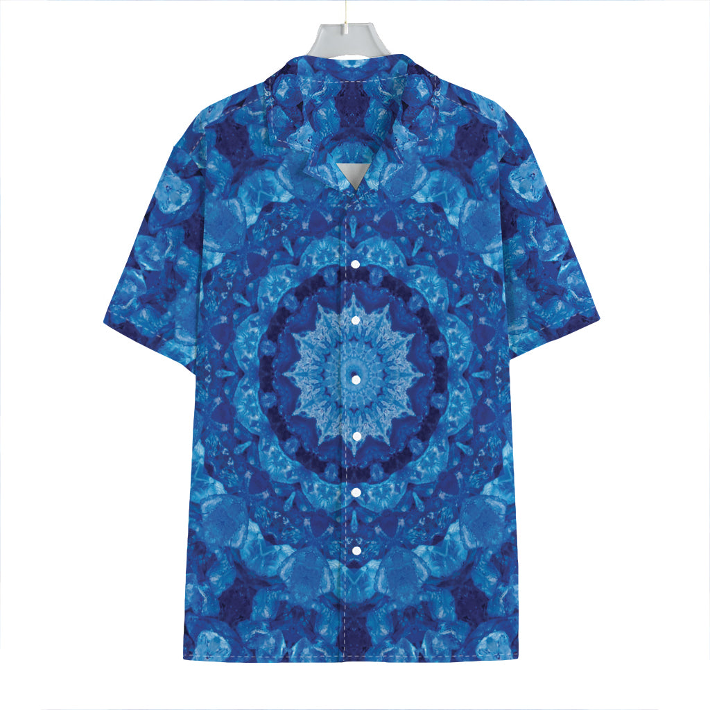 Blue Crystal Kaleidoscope Print Hawaiian Shirt