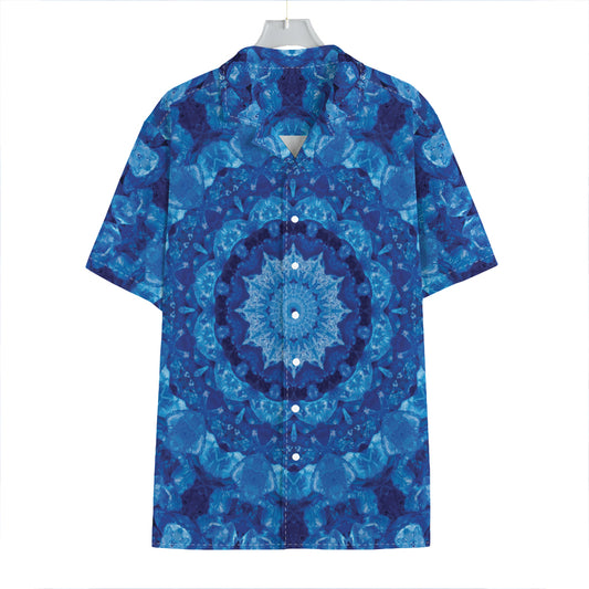 Blue Crystal Kaleidoscope Print Hawaiian Shirt