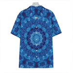 Blue Crystal Kaleidoscope Print Hawaiian Shirt