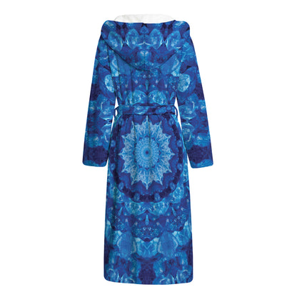 Blue Crystal Kaleidoscope Print Hooded Bathrobe