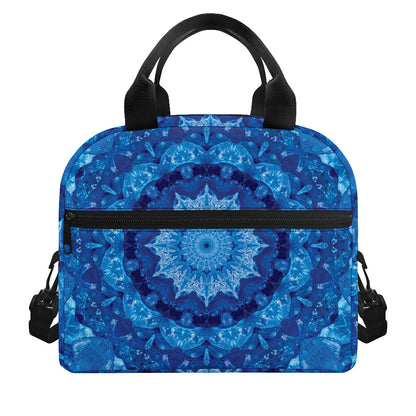 Blue Crystal Kaleidoscope Print Insulated Lunch Bag
