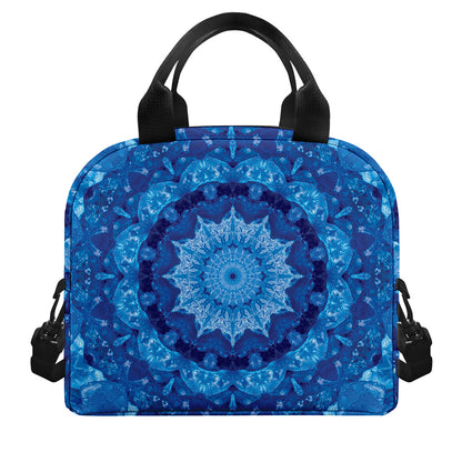 Blue Crystal Kaleidoscope Print Insulated Lunch Bag