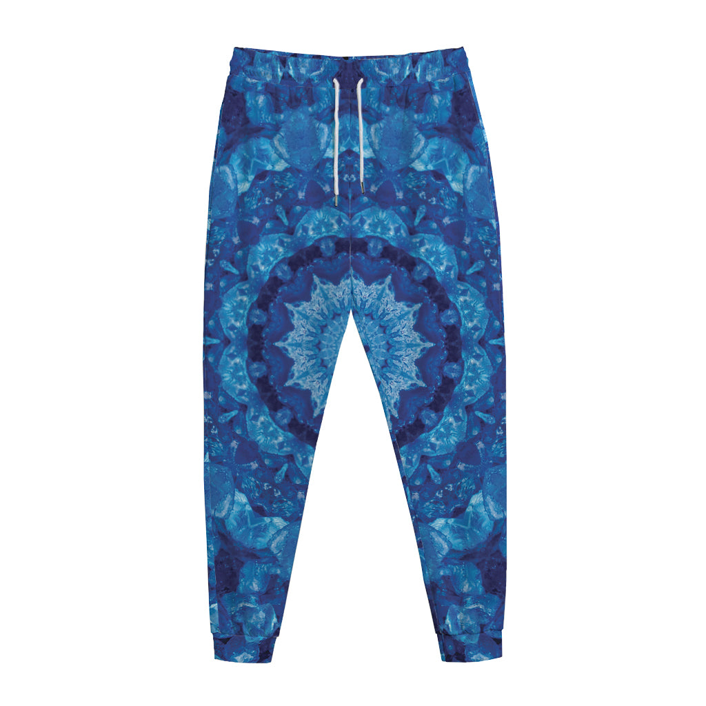 Blue Crystal Kaleidoscope Print Jogger Pants