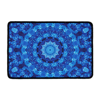 Blue Crystal Kaleidoscope Print Kitchen Mat
