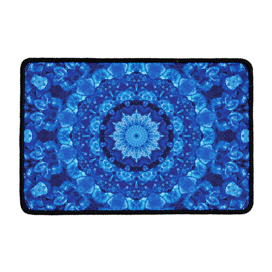 Blue Crystal Kaleidoscope Print Kitchen Mat