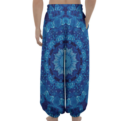 Blue Crystal Kaleidoscope Print Lantern Pants