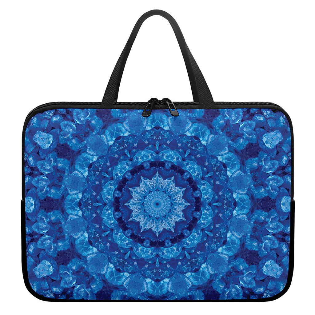 Blue Crystal Kaleidoscope Print Laptop Sleeve With Handle