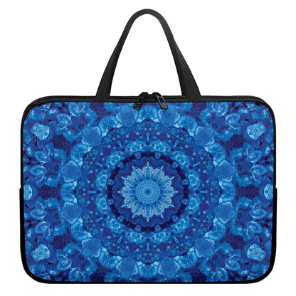 Blue Crystal Kaleidoscope Print Laptop Sleeve With Handle