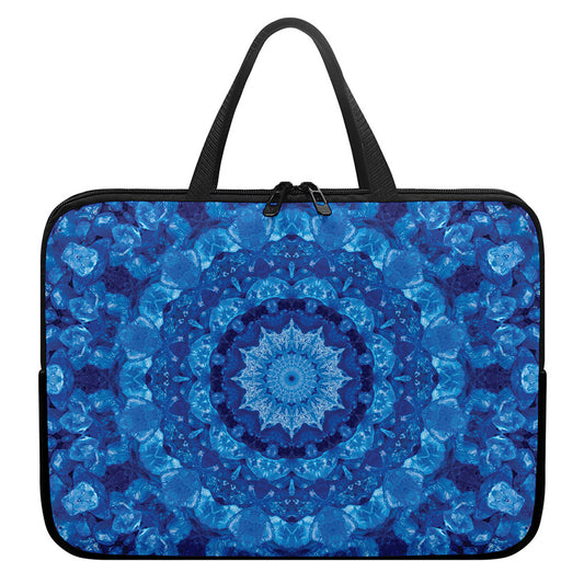 Blue Crystal Kaleidoscope Print Laptop Sleeve With Handle
