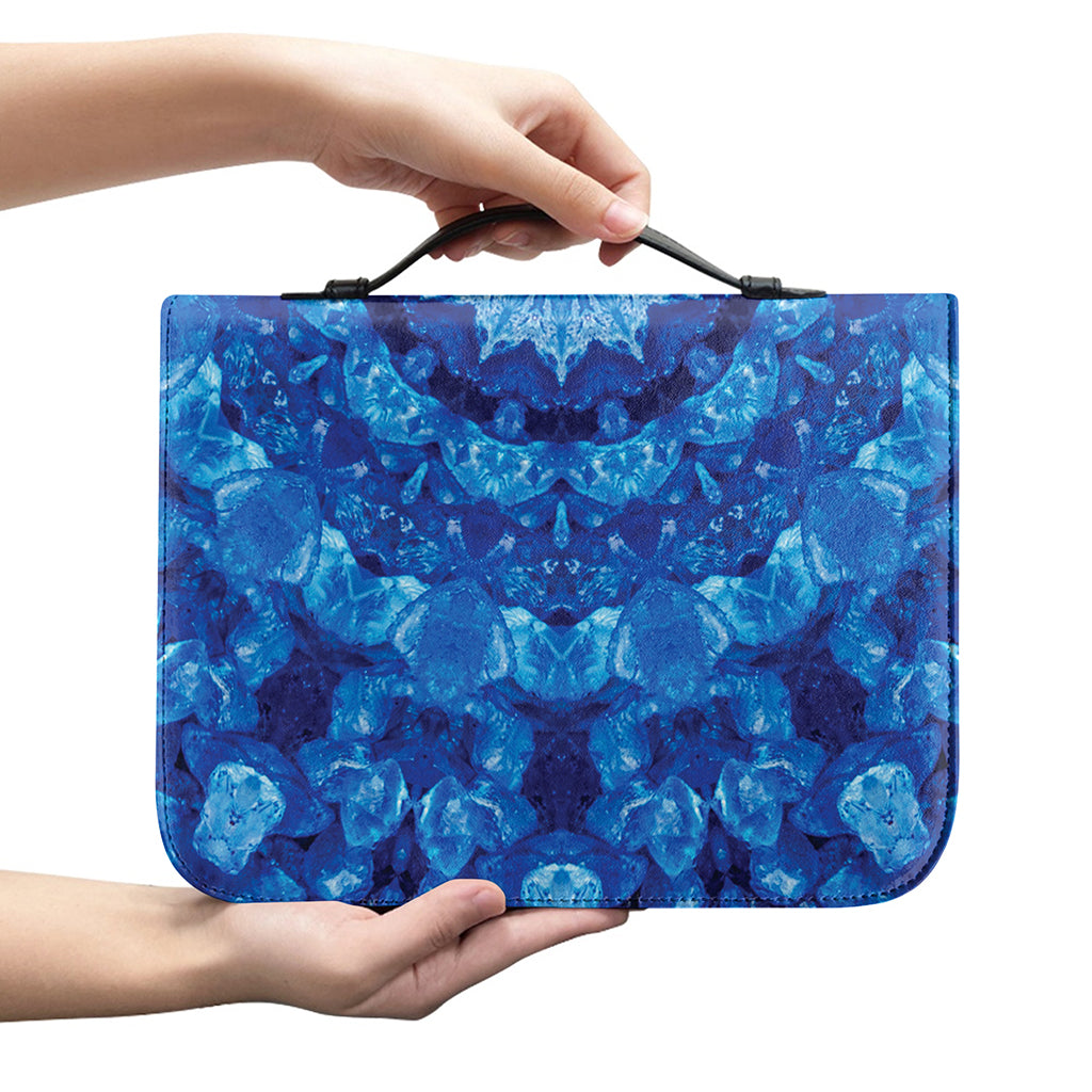 Blue Crystal Kaleidoscope Print Leather Bible Cover
