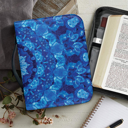 Blue Crystal Kaleidoscope Print Leather Bible Cover